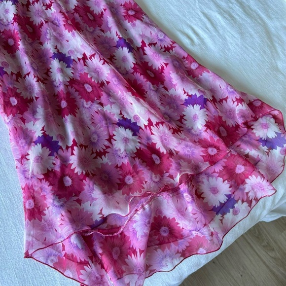 Vintage midi pink floral skirt - Picture 5 of 8